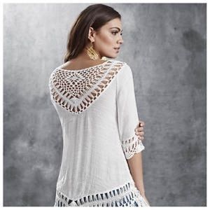 K.Jordan Gauzy Trim Blouse